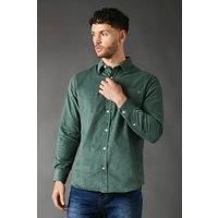 Maine Mens Button-Up Shirt Green Corduroy Long Sleeve Casual Regular Fit