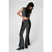 Nastygal Womens Flared Trousersblack Long Flared Party Sequin Crop Sequin