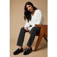 Oasis Womens Loafers Black Leather Tassel Detail Chunky Sole Flats