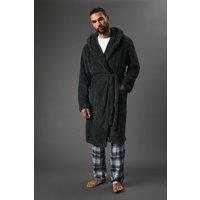Maine Mens Robe Grey Chunky Sherpa Hooded Dressing Gown Luxurious Soft