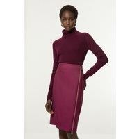 Tailored Twill Midi Pencil Skirt