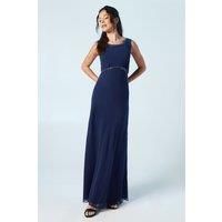 Coast Bridesmaids Dress Navy Womens Floor Length Crepe Fabric V Back Design