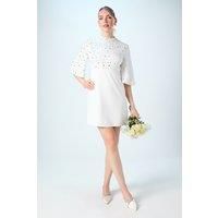 Encrusted Gem Detail Batwing Bridal Mini
