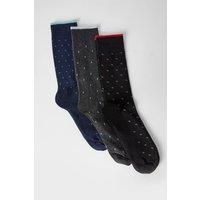 Mens Navy 3 Pack Smart Geo Socks - One Size