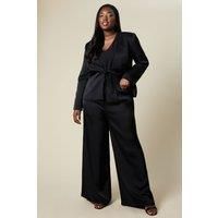 Curve Tie Detail Wide Leg Trousers