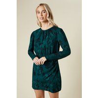 Dorothy Perkins Womens Mini Dress Green Floral Casual Daywear Long Sleeve