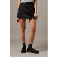 Warehouse Women's Heavy Satin Micro Mini Skirt in Black | Size: 14