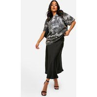 Womens Petite Satin Midaxi Skirt