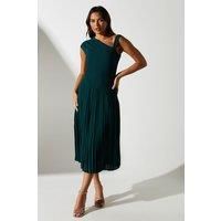 Coast Womens Midi Dress Dark Green Fit Flare Sleeveless Formal Party