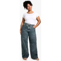 Womens Boohoo Basics Plus High Waisted Boyfriend Jeans