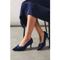 Wide Fit Delina Satin Twist Front Kitten Heel Court Shoes