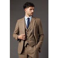 Burton Mens Suit Jacket Neutral Tweed Look Regular Fit Classic Notched Lapels