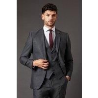 Burton Mens Suit Jacket Charcoal Slim Fit Charcoal Tweed Look Two Button Closure