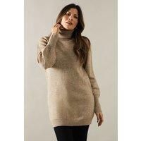 Wallis Womens Tunic Dress Camel Roll Neck Balloon Sleeve Casual Shirt Dress