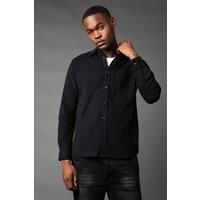 Burton Mens Button-Up Shirt Black Corduroy Long Sleeve Relaxed Fit Casual