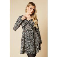 Womens Zebra Lace Front Mini Dress
