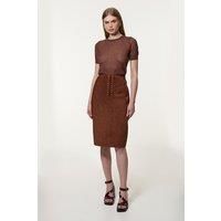 Suede Lace Up Pencil Skirt