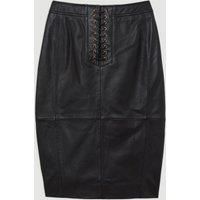 Leather Lace Up Pencil Skirt