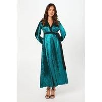 Coast Womens Maxi Dress Teal Metallic Long Sleeve Spring Summer