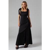Oasis Womens Bridesmaid Dress Black Tie Shoulder Midi Satin Wedding