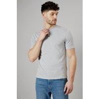 Mens Grey Marl Grandad Neck T-Shirt - Xl