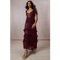 Occasion Sequin Ruffle Midaxi Dress