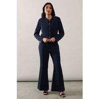 Womens Petite High Waist Flare Trousers