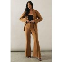 Womens Petite High Waist Flare Trousers