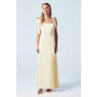 Petite Satin Tie Shoulder Midi Bridesmaids Dress