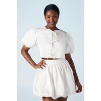 Puff Sleeve Bow Detail Bridal Jacket