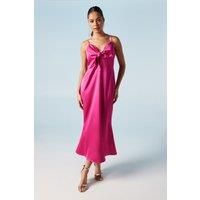 Oasis Bright Pink Fit & Flare Dress Womens Bridesmaids Dresses