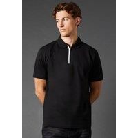 Burton Mens Polo Shirt Black Relaxed Fit Contrasting Zip Detail