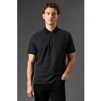 Burton Mens Polo Shirt Textured Zip Collared Charcoal Short Sleeve Casual