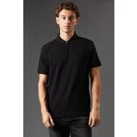 Mens Yoke Detail Zip Polo Shirt - Black - Xl
