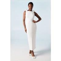 Bow Shoulder Crepe Bridal Column Dress