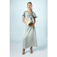 Teen Twist Front Angel Sleeve Bridesmaids Dress