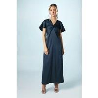 Teen Twist Front Angel Sleeve Bridesmaids Dress