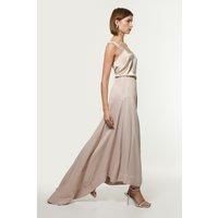 Viscose Satin Panelled Train Maxi Skirt