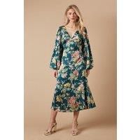 Occasion Floral Cross Back Satin Midaxi Dress