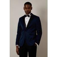 Burton Mens Jacket Tailored Fit Peak Collar Tuxedo Navy Business Formal