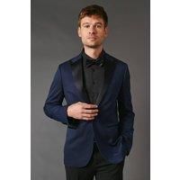 Burton Mens Jacket Tailored Fit Peak Collar Tuxedo Navy Business Formal