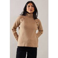 Womens Fisherman Rib Roll Neck Jumper