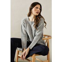 Womens Round Neck Rib Detail Jumper