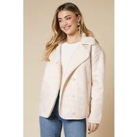 Button Through Borg Aviator Jacket