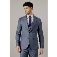 Blue Semi Plain Slim Fit Suit Jacket