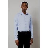 Mens Burton 1904 Slim Fit Stretch Non-Iron Long Sleeve Shirt - Blue - 16 In