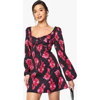 Womens Blur Floral Milkmaid Mini Dress