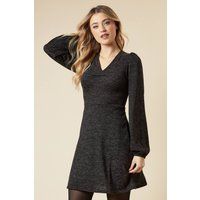 Womens Brushed Soft Touch Ruched Front Mini Dress