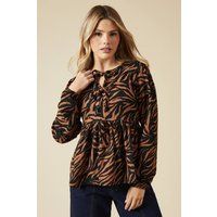 Womens Animal Bow tie front long sleeve top