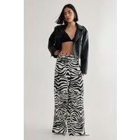 Zebra Print Tailored Cut Out Detail Trouser